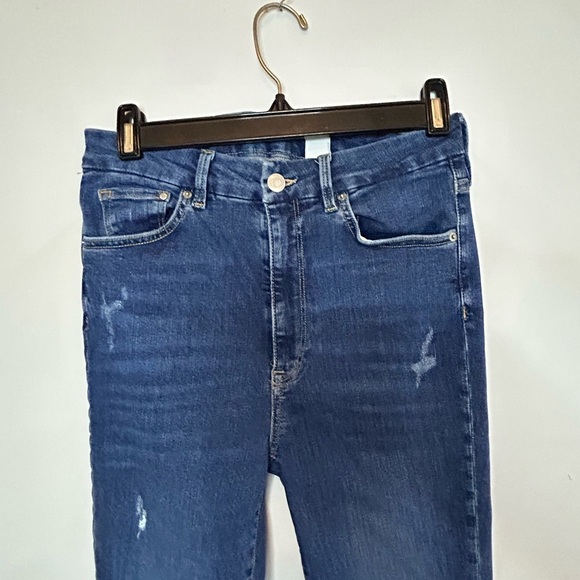 & Denim by H & M distressed blue jeans, size 8. - Picture 2 of 7